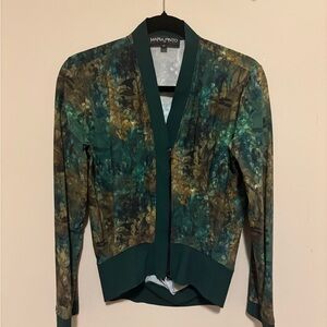 Elegant Green Floral Bomber Jacket